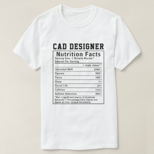 T-shirt Concepteur CAO drôle Faits nutritionnels Technicie