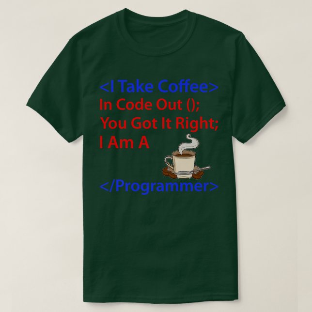 T-shirt Concepteur de café Programmeur de logiciel ingénie (Design devant)