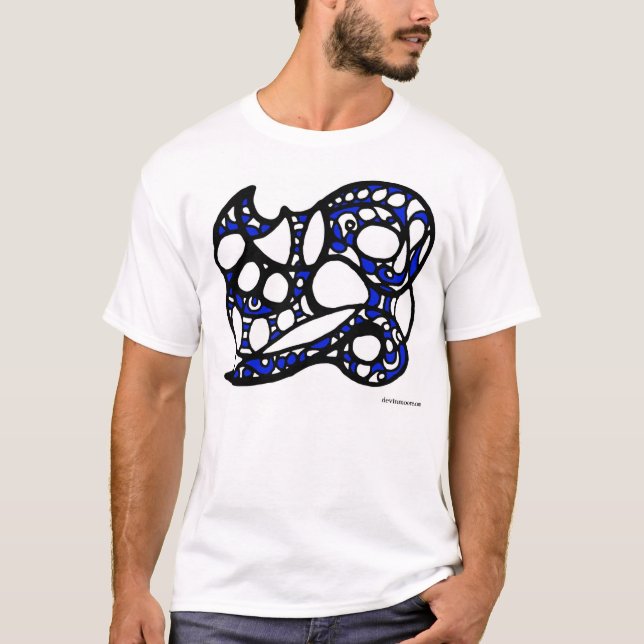 T-shirt Conception 006 de bleu et de noir (Devant)
