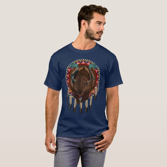 T-shirt Conception 1 de Buffalo de Natif américain de (Devant entier)