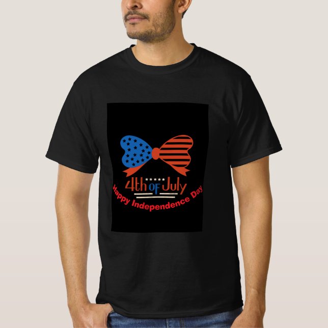 T-shirt Conception "4 juillet" Patriotique Bow personnalis (Devant)