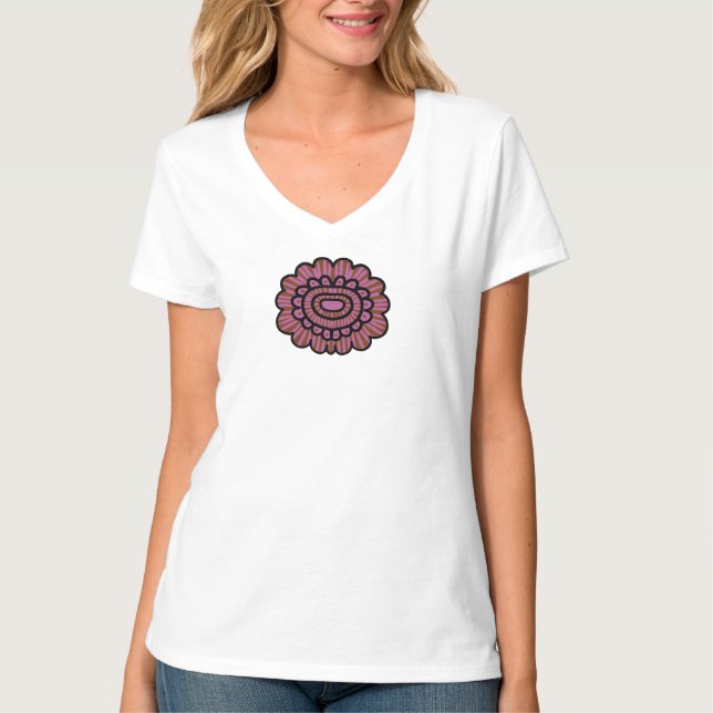 T-shirt Conception Abstraite de Motif Mandala Floral (Devant)