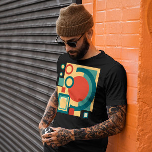 T-shirt Conception Abstraite de Style Rétro Géométrique au