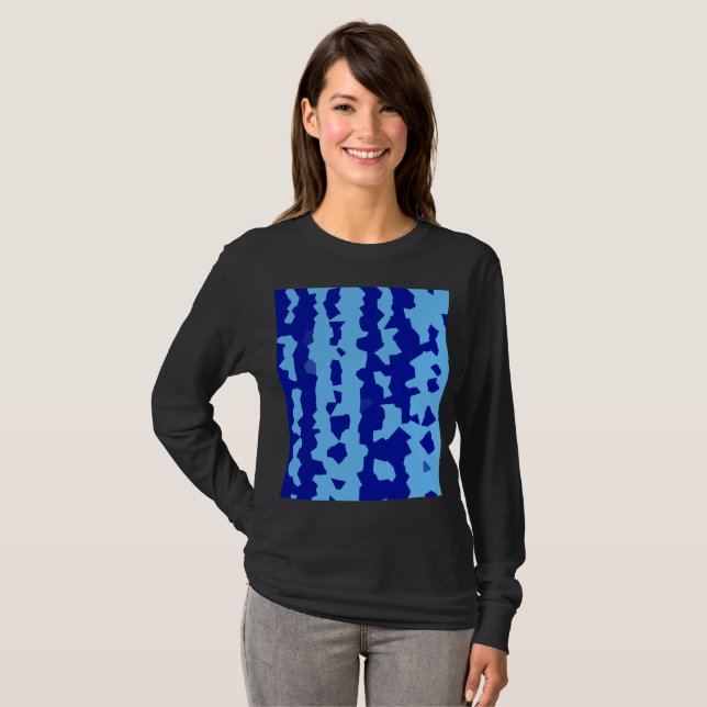 T-shirt Conception Abstraite Irrégulière Bleu Cyan  (Devant entier)