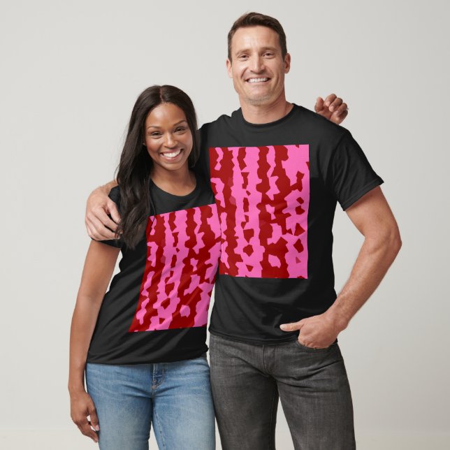 T-shirt Conception Abstraite Irrégulière Rose Marron Rouge (Unisexe)