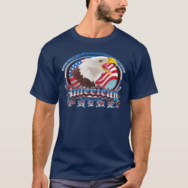 T-shirt Conception américaine de chemise d'Eagle de fierté (Devant)