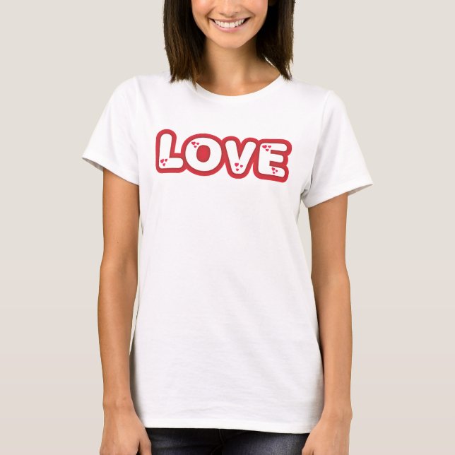 T-shirt Conception "Amour", lettres arrondies rouges avec  (Devant)