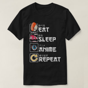 T-shirt Conception Anime Répéter Manger Dormir
