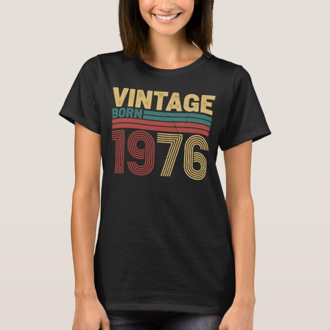 T-shirt Conception Anniversaire Rétro Né en 1976 (Devant)
