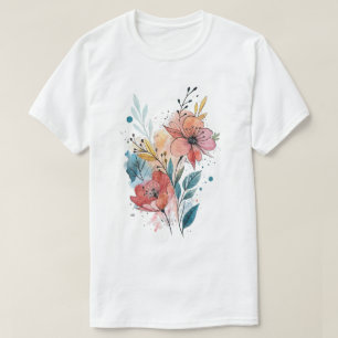 T-shirt Conception aquarelle florale vibrante