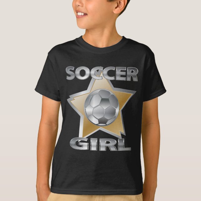 T-shirt Conception argentée d'étoile de fille du football (Devant)