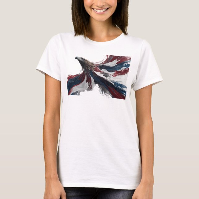 T-shirt Conception artistique abstraite d'aigle en or gras (Devant)