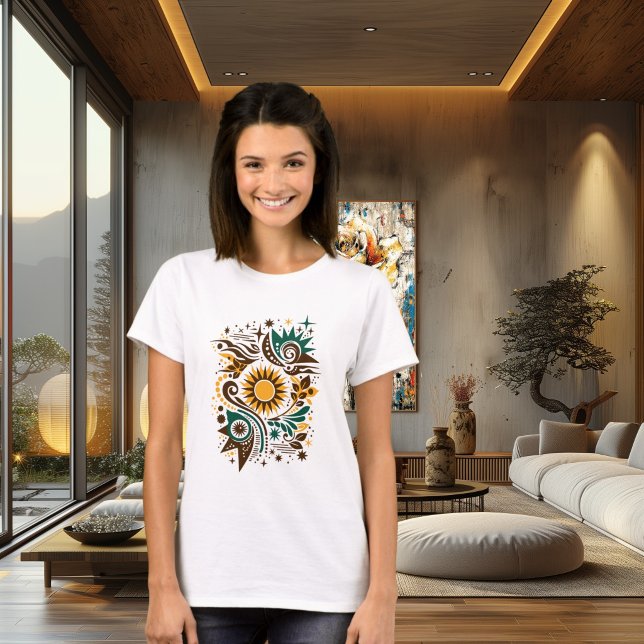 T-shirt Conception artistique abstraite du soleil et de la (Créateur téléchargé)