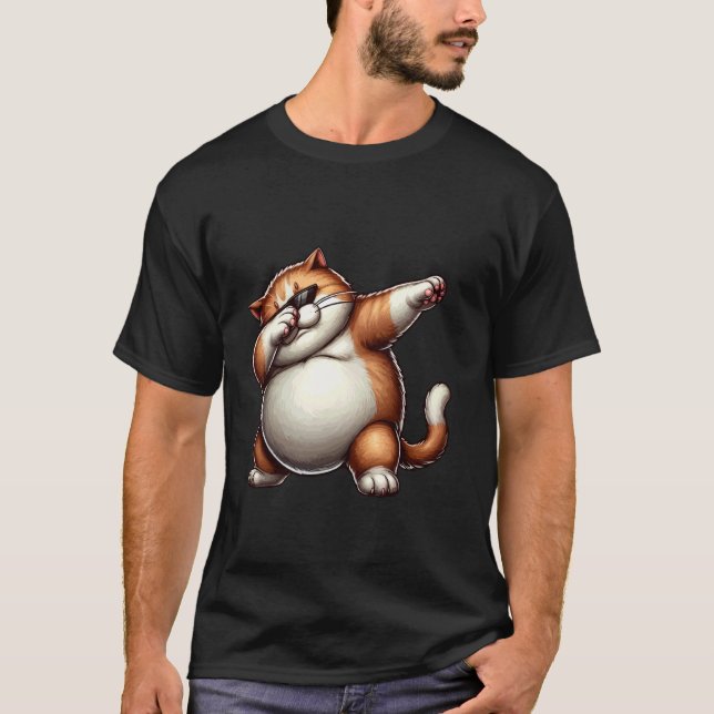 T-shirt Conception artistique de chat gras Dabbiing, chato (Devant)