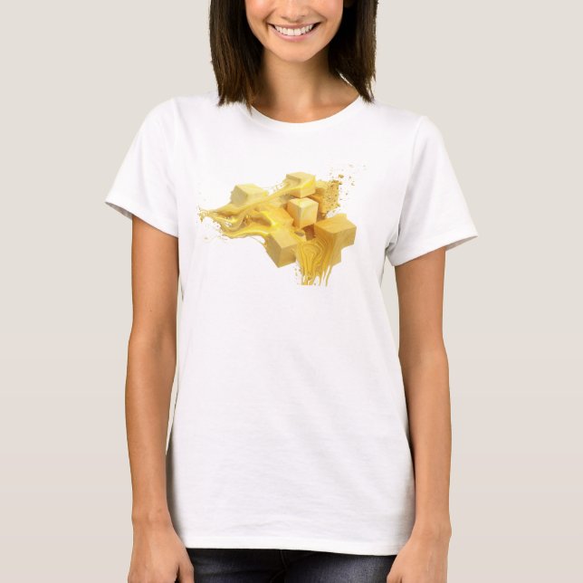 T-shirt Conception artistique de cubes abstraits en or uni (Devant)