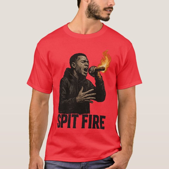 T-shirt Conception artistique de rap fille crache feu (Devant)