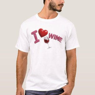 T-shirt Conception artistique I LOVEW WINE Rose Classique