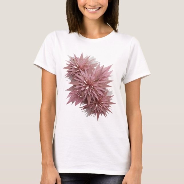T-shirt Conception audacieuse de fleurs étoilées en argent (Devant)