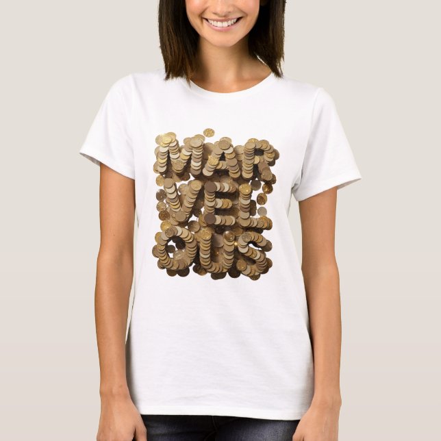 T-shirt Conception audacieuse de MARVELS en or brillant (Devant)