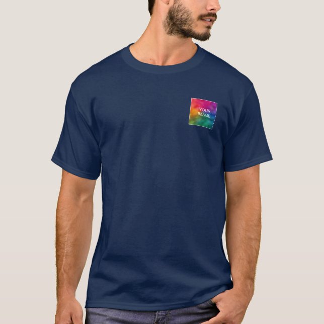 T-shirt Conception Avant Et Arrière Bleu Marine Ajouter Un (Devant)