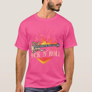 T-shirt Conception Avec Acoustique Et Squelette Guitare Él