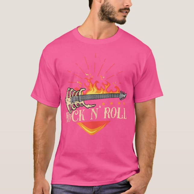 T-shirt Conception Avec Acoustique Et Squelette Guitare Él (Devant)