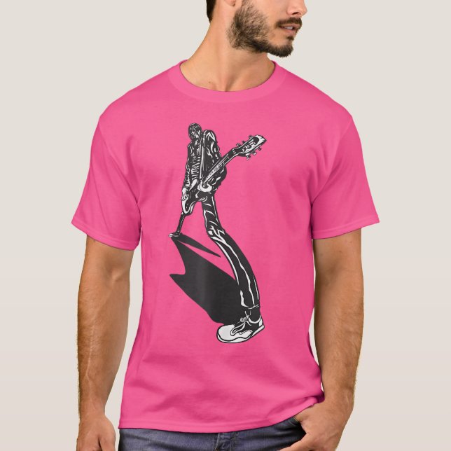 T-shirt Conception Avec Acoustique Et Squelette Guitare Él (Devant)