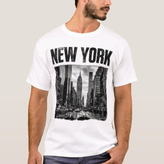 T-shirt Conception avec image en noir et blanc de New York