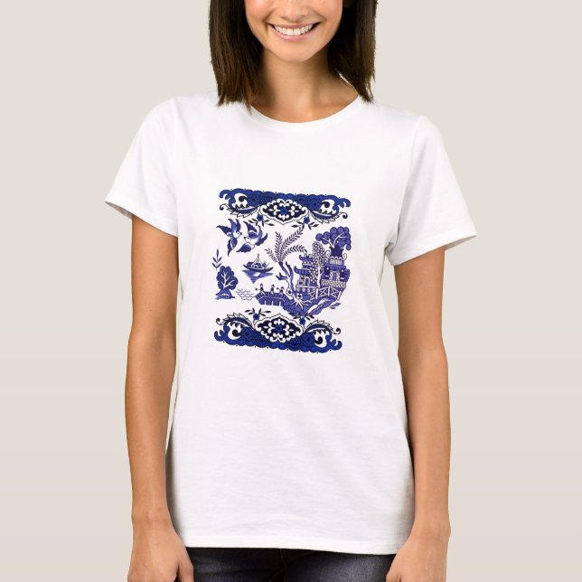 T-shirt Conception bleue classique de la Chine de saule (Devant)