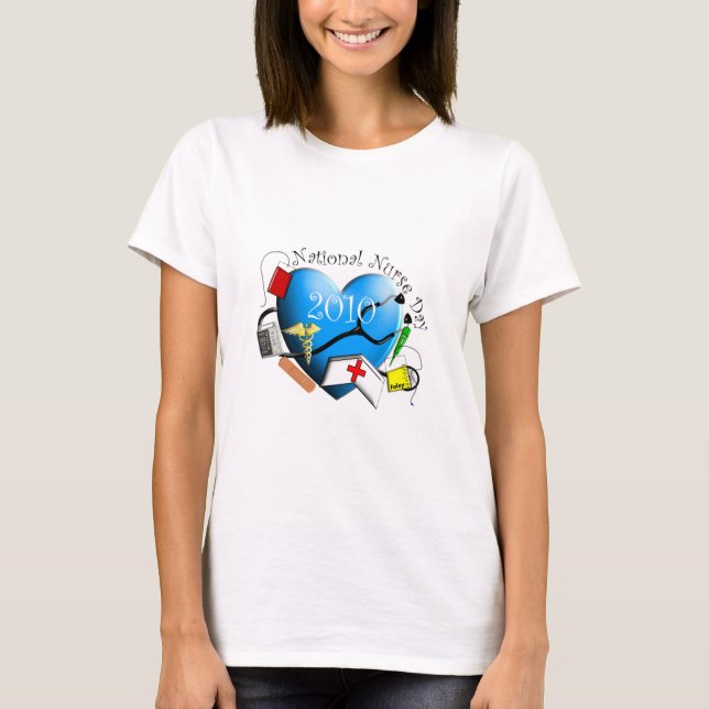 T-shirt Conception bleue de coeur de jour national (Devant)