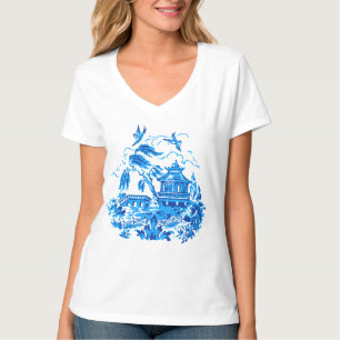 T-shirt Conception bleue de la Chine de saule