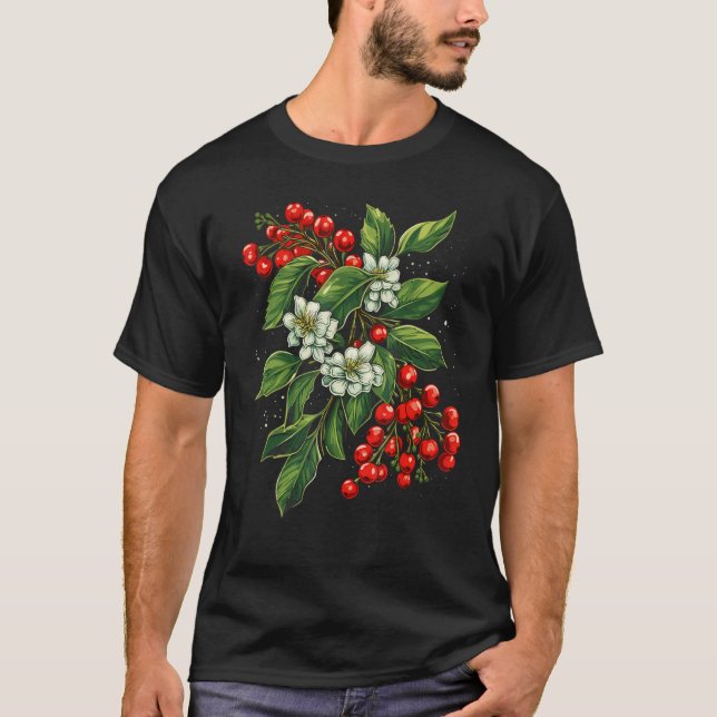 T-shirt Conception botanique de Noël de Mistletoe (Devant)