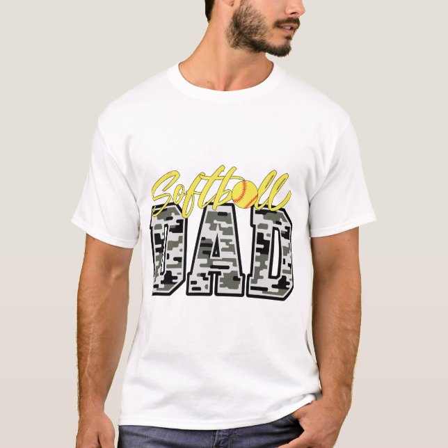 T-shirt Conception camouflage pour papa de softball – Fier (Devant)