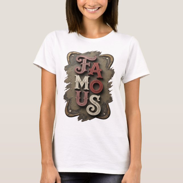 T-shirt Conception célèbre FAMOUS argentée neuve (Devant)