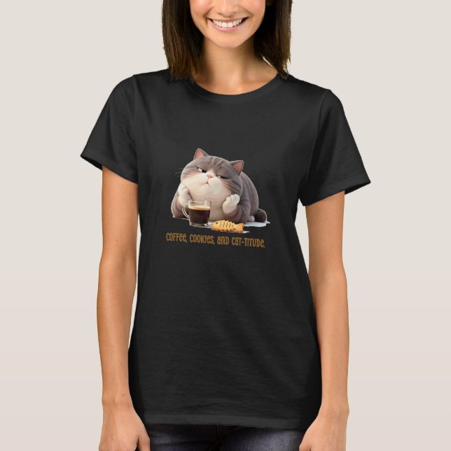 T-shirt Conception cosy de café, cookie et attitude de cha (Devant)