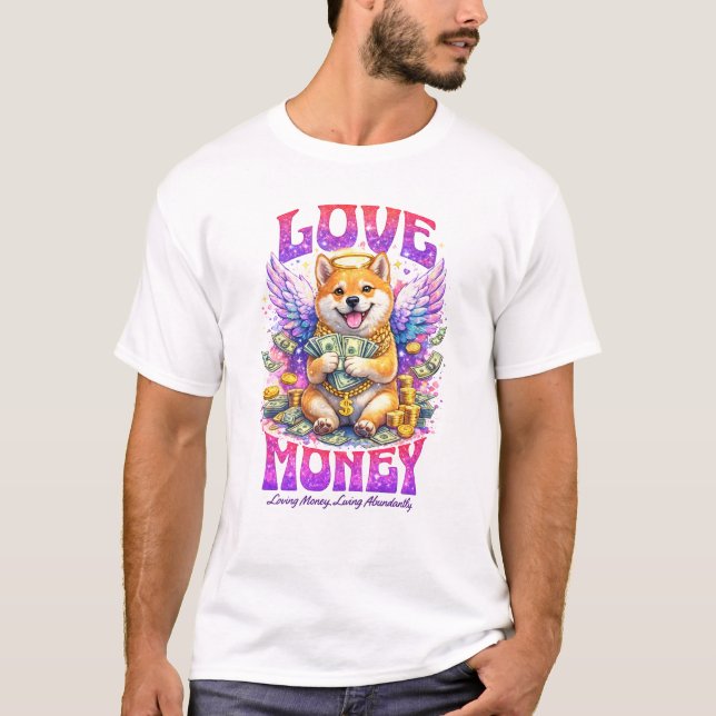T-shirt Conception d'abondance d'argent d'amour Ange Chien (Devant)
