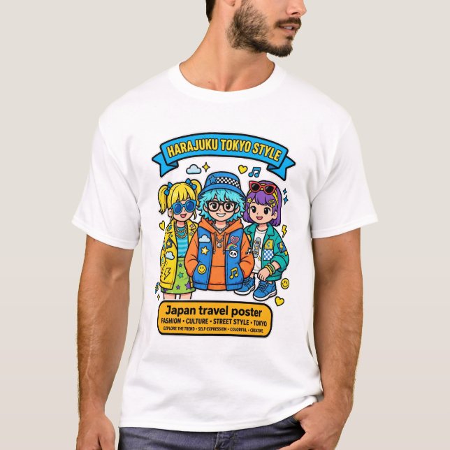 T-shirt Conception d'affiche de voyage de style Harajuku T (Devant)
