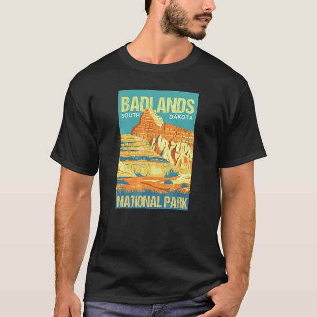 T-shirt Conception d'affiche du parc national de Badlands  (Devant)