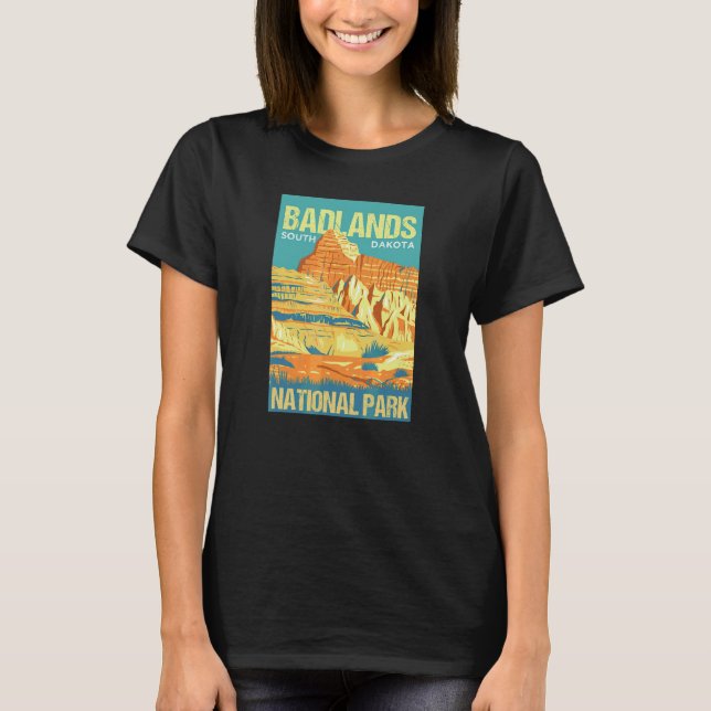 T-shirt Conception d'affiche du parc national de Badlands  (Devant)
