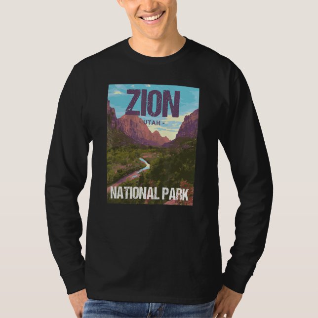 T-shirt Conception d'affiche du parc national de Zion Utah (Devant)
