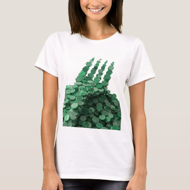 T-shirt Conception d'affiche verte croquante GREEN COINS (Devant)