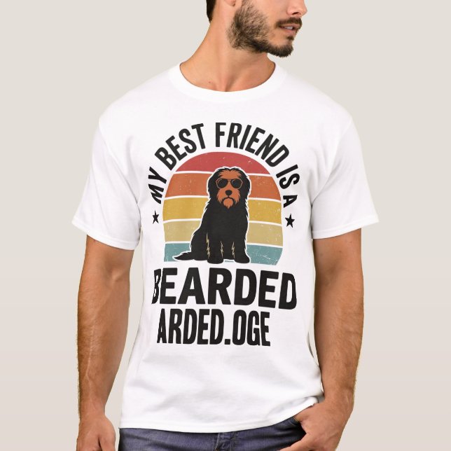 T-shirt Conception d'amant de chien de Collie barbu Couche (Devant)