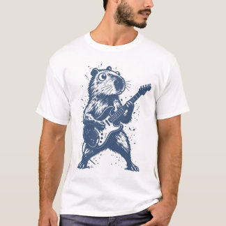T-shirt Conception d'amateur de musique de capybara drôle