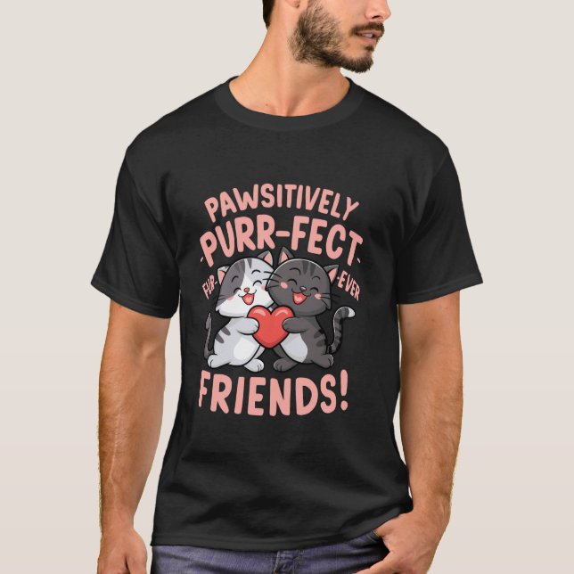 T-shirt Conception d'amitié de chat mignon absolument parf (Devant)