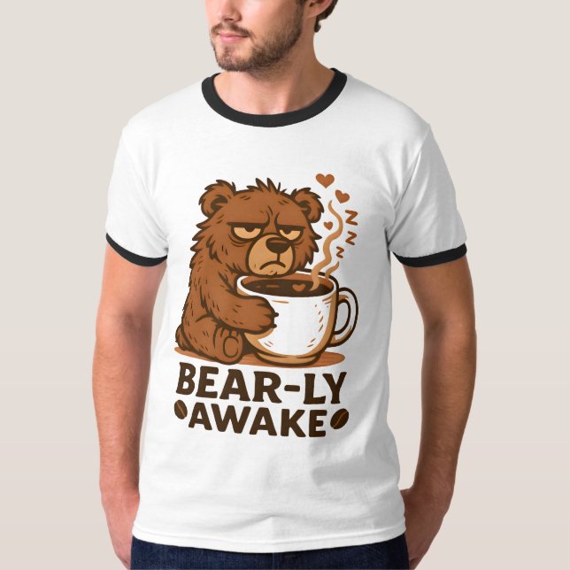 T-shirt Conception d'amour de café à peine réveillé (Devant)
