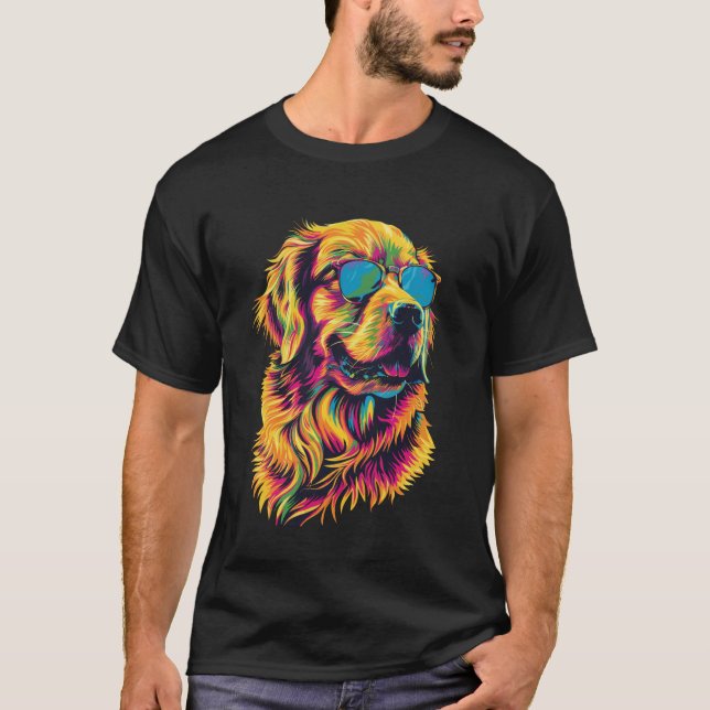 T-shirt Conception d'amour de Retriever doré Pop Art Drôle (Devant)