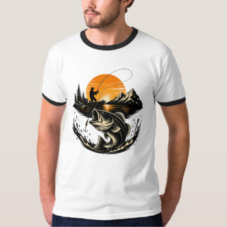 T-shirt Conception d'angler au coucher du soleil pour la p
