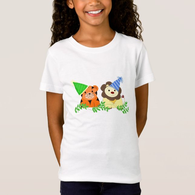 T-Shirt Conception d'anniversaire de tigre et de lion (Devant)