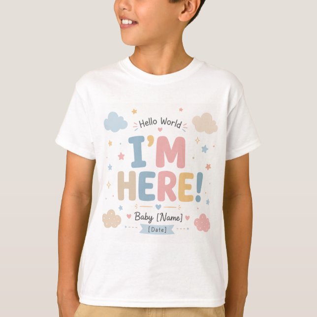 T-shirt Conception d'annonce de nouveau-né (Devant)