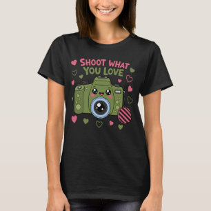 T-shirt Conception d'appareil photo mignonne "Shoot What Y